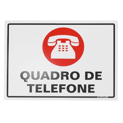 PLACA DE SINALIZAÇÃO SINALIZE QUADRO DE TELEFONE 15 X 20CM