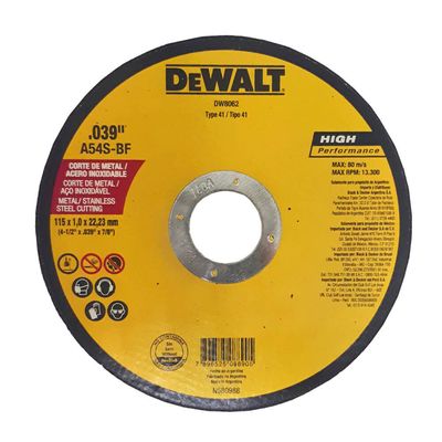 DISCO DE CORTE DEWALT DW8062 PARA METAL 115X1,0X22,23MM