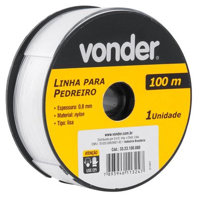 LINHA DE NYLON VONDER PEDREIRO 0,80MM X 100M