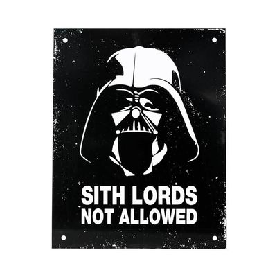 PLACA DECORATIVA SINALIZE SITH LORDS NOT ALLOWED 18X23CM